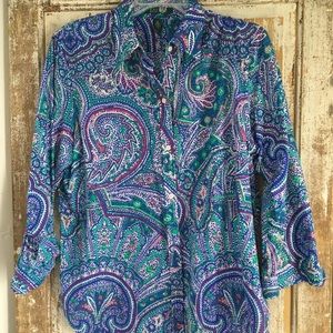 Ralph Lauren Multi-Colored Paisley Button Down Top